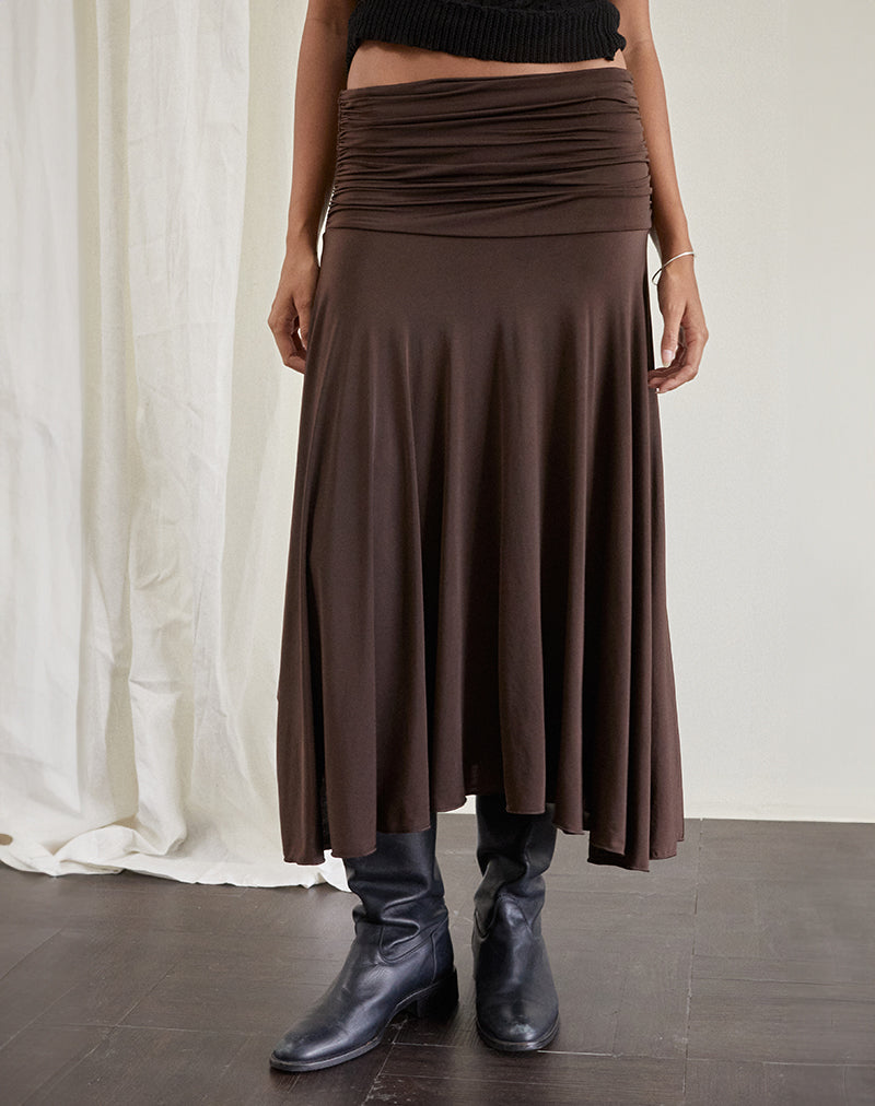 Afbeelding van Delta Midi rok in Slinky Chocolade