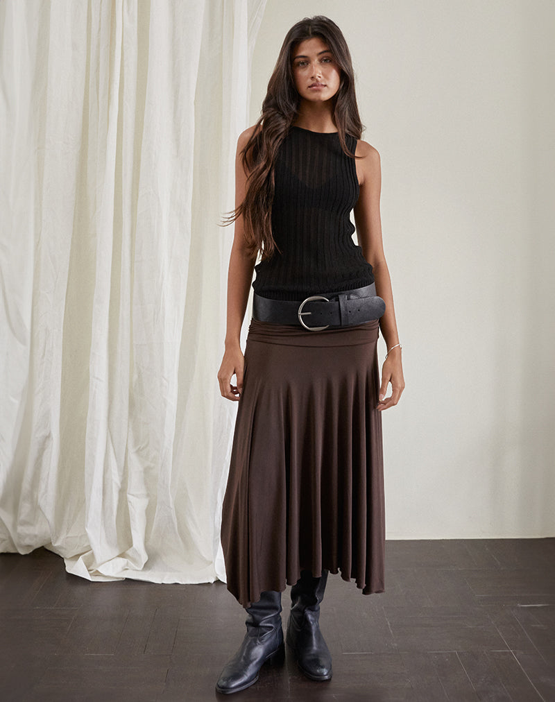 Delta Midi rok in Slinky Chocolade