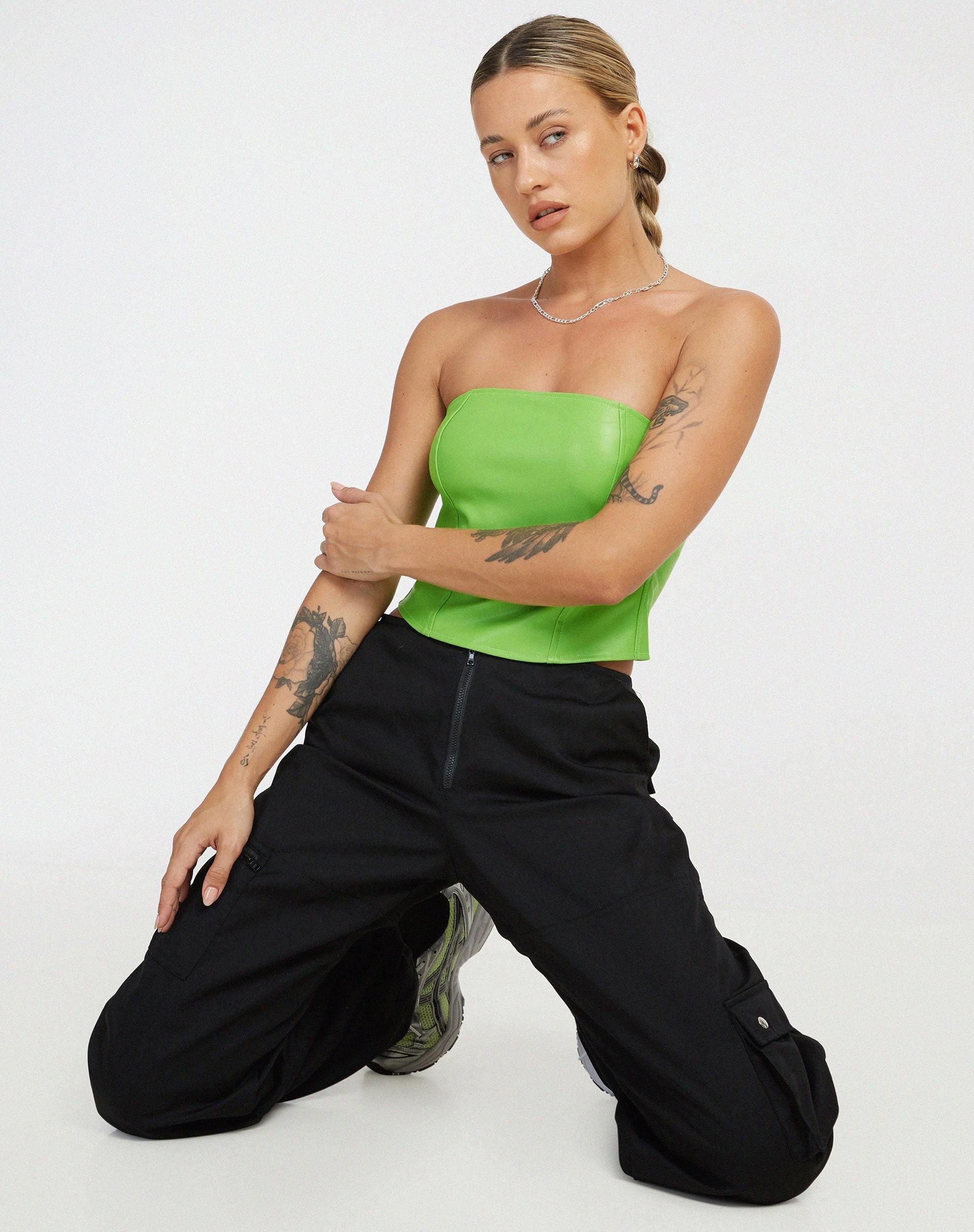Afbeelding van Dena Corset Top in PU Neon Groen