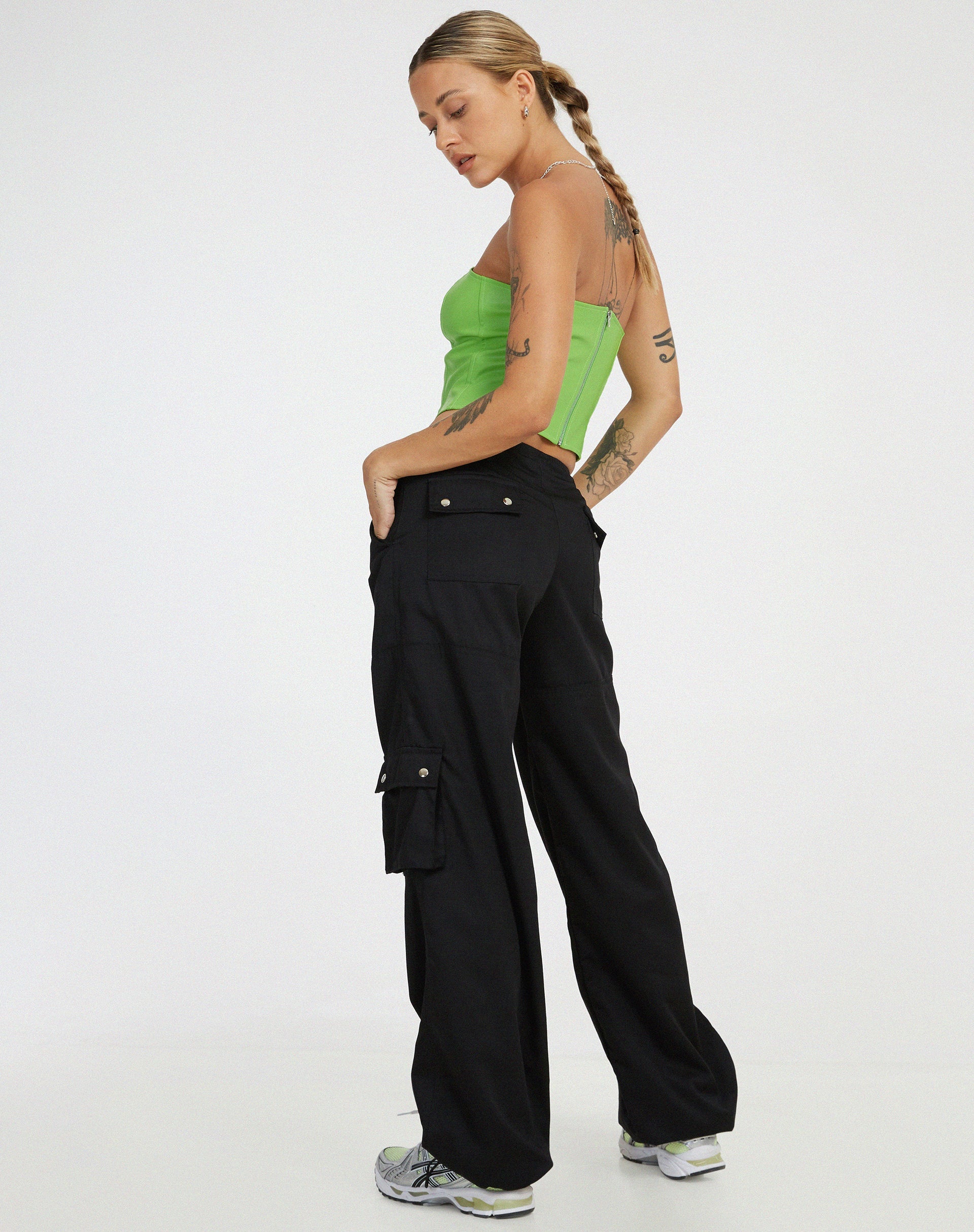 Dena Corset Top in PU Neon Groen