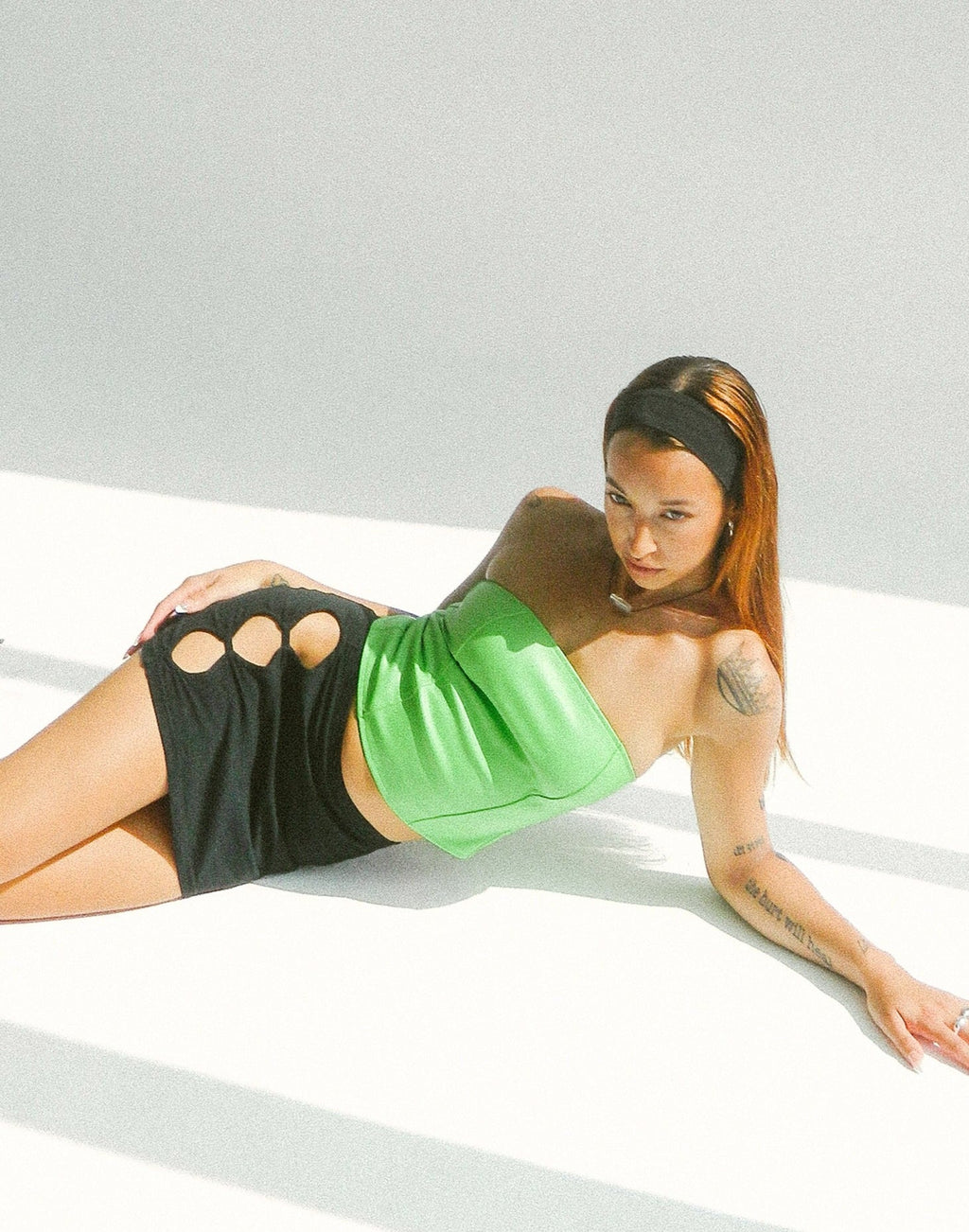 Dena Corset Top in PU Neon Groen