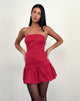 Afbeelding van Denama Puffball Mini Dress in Dieprood