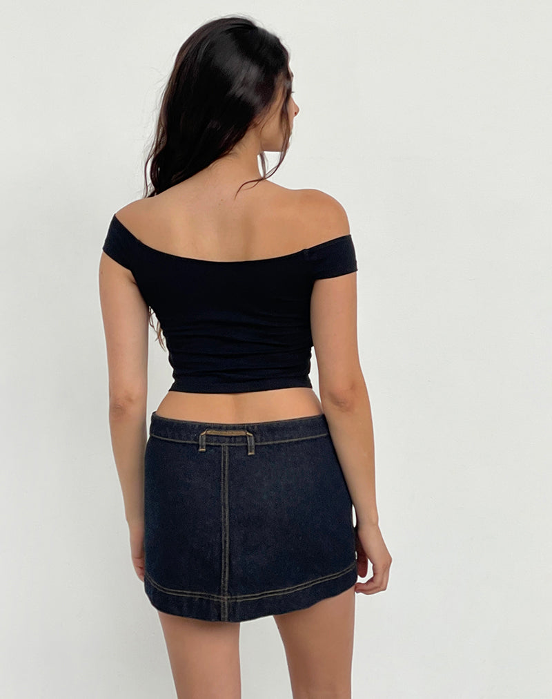 Afbeelding van Denim Mini Wrap Rok in Indigo