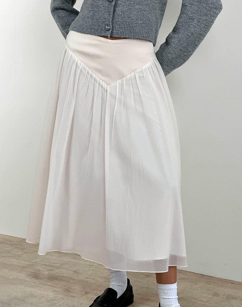 Afbeelding van Derika V Waist Maxi Rok in Crème