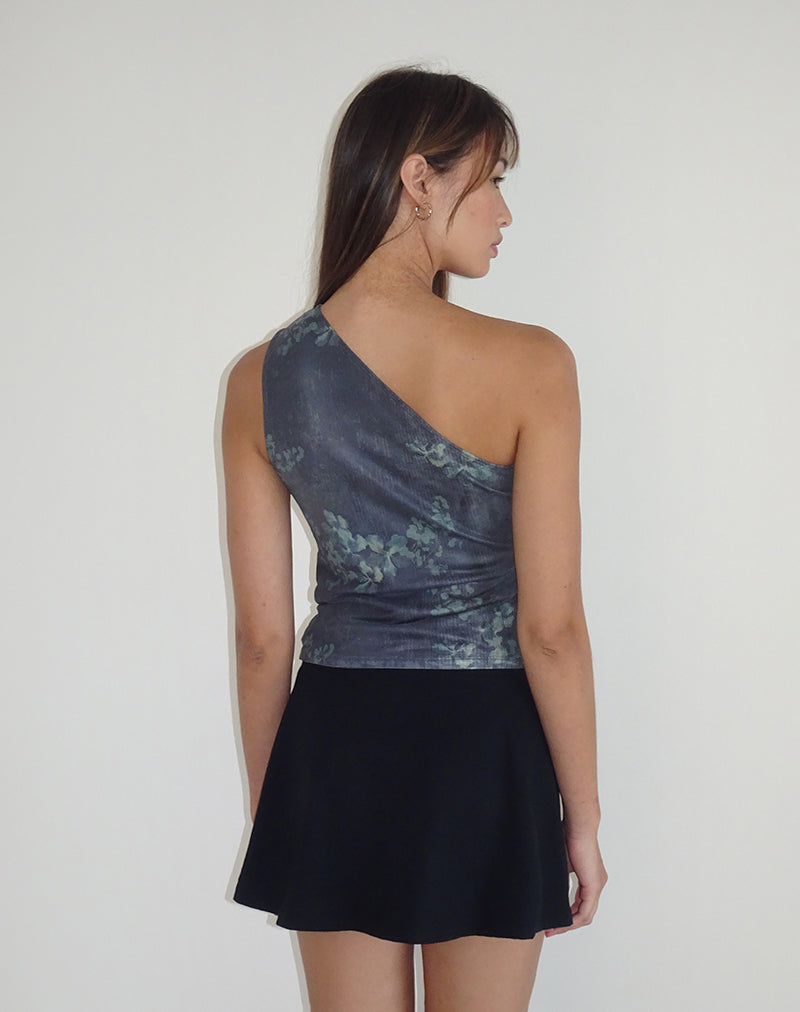 Afbeelding van Derse One Shoulder Top in Faded Botanical Green