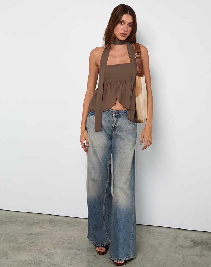 Desir Bandeau Top in Chiffon Koffie