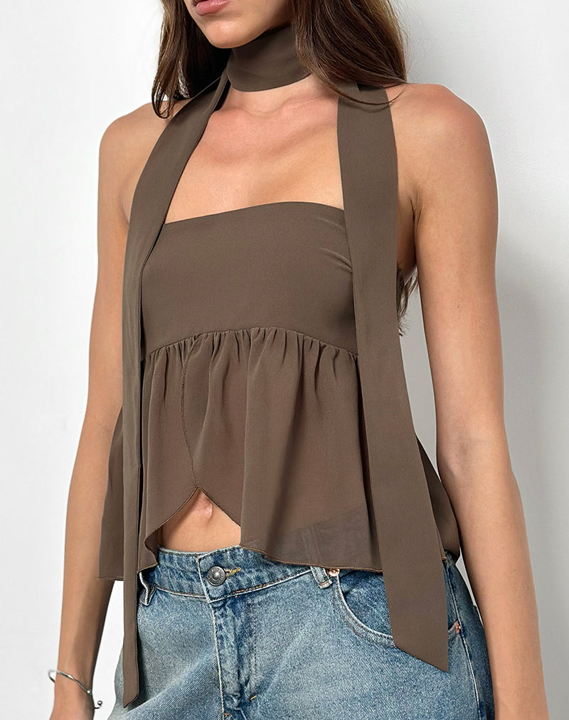 Afbeelding van Desir Bandeau Top in Chiffon Koffie