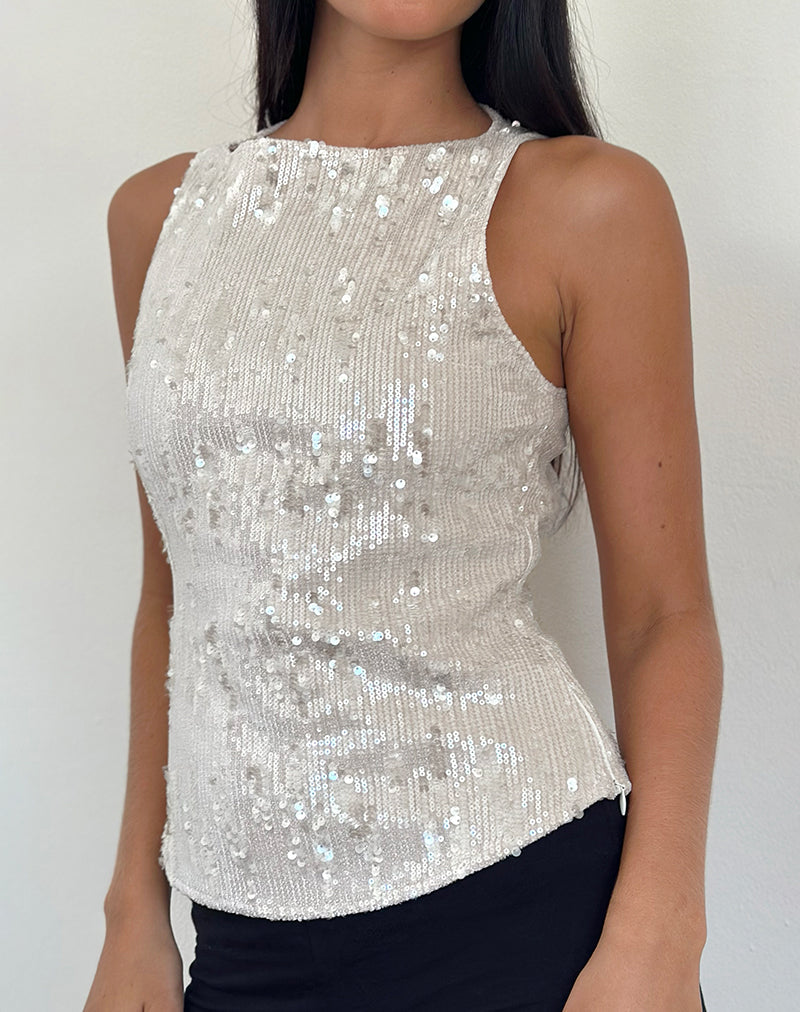 Desiran Top in Crème Pailletten