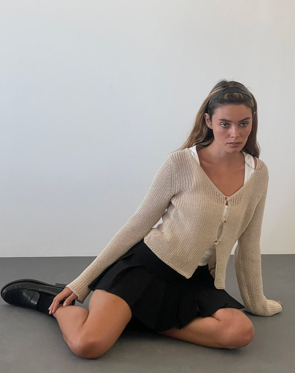 Devita Gebreide Top met Lange Mouw in Naturel