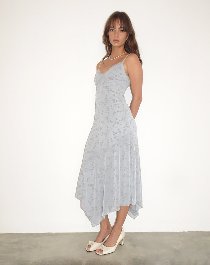 Devon Midi Dress in Flock Chic Petals Grijs