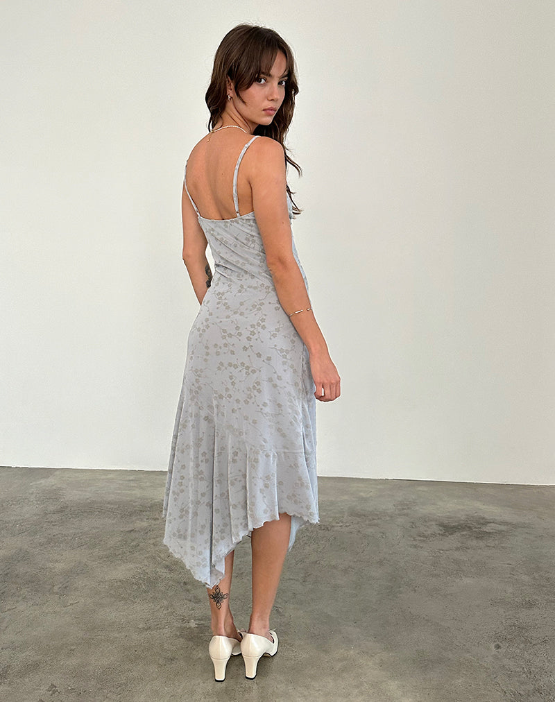 Afbeelding van Devon Midi Dress in Flock Chic Petals Grijs