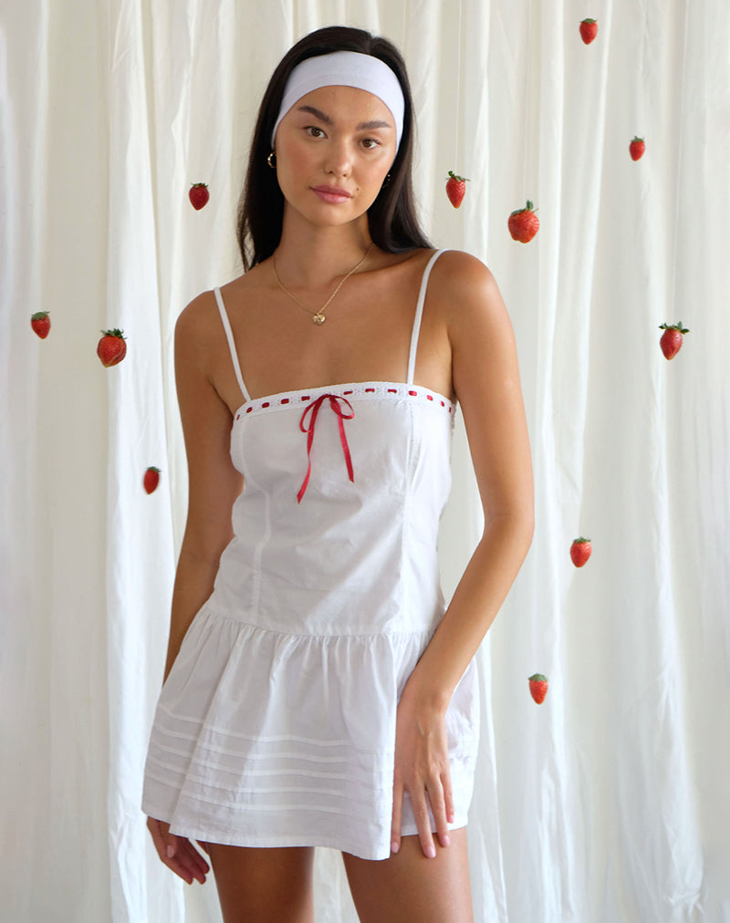 Afbeelding van Dhilla Mini Dress in Wit Popeline