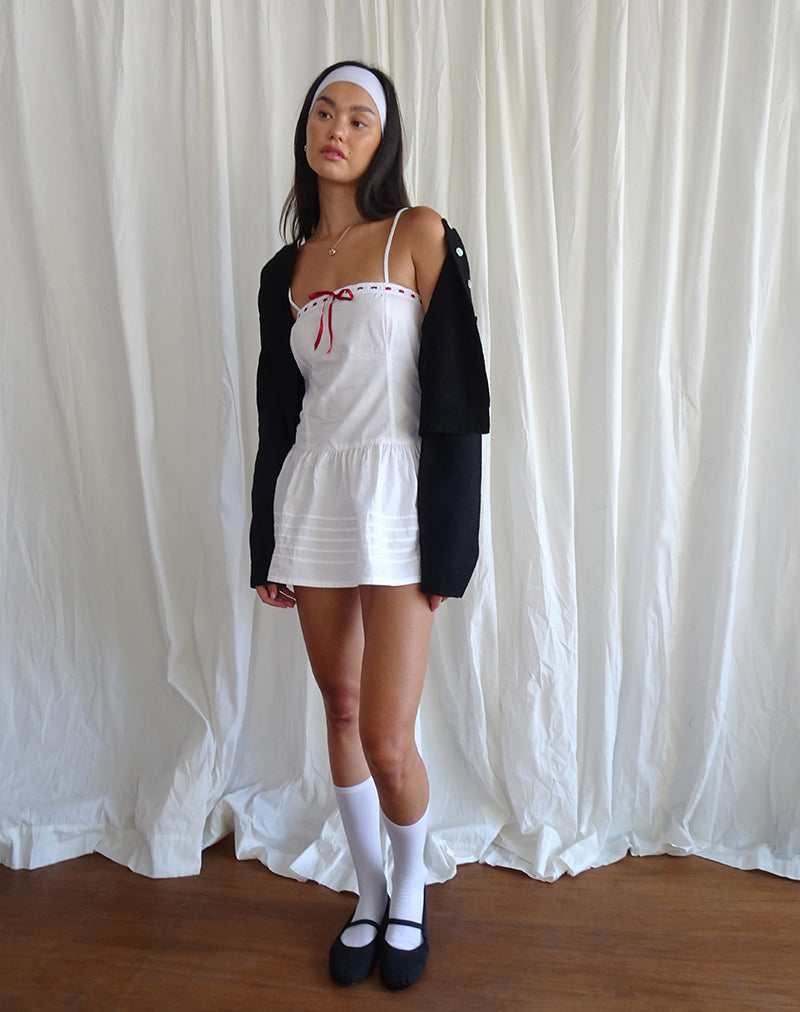 Afbeelding van Dhilla Mini Dress in Wit Popeline