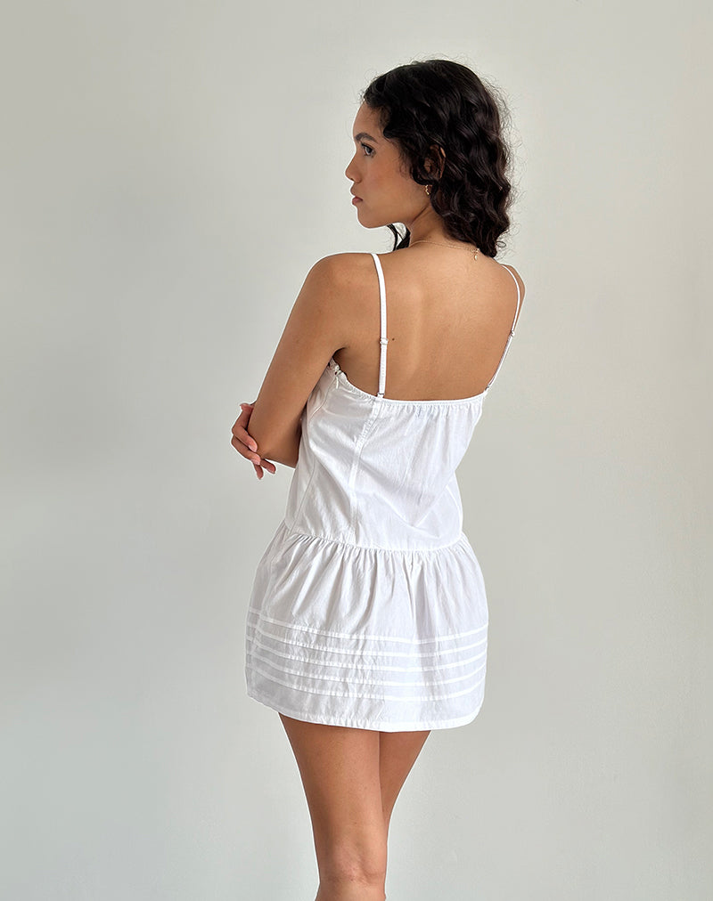 Afbeelding van Dhilla Mini Dress in Wit Popeline