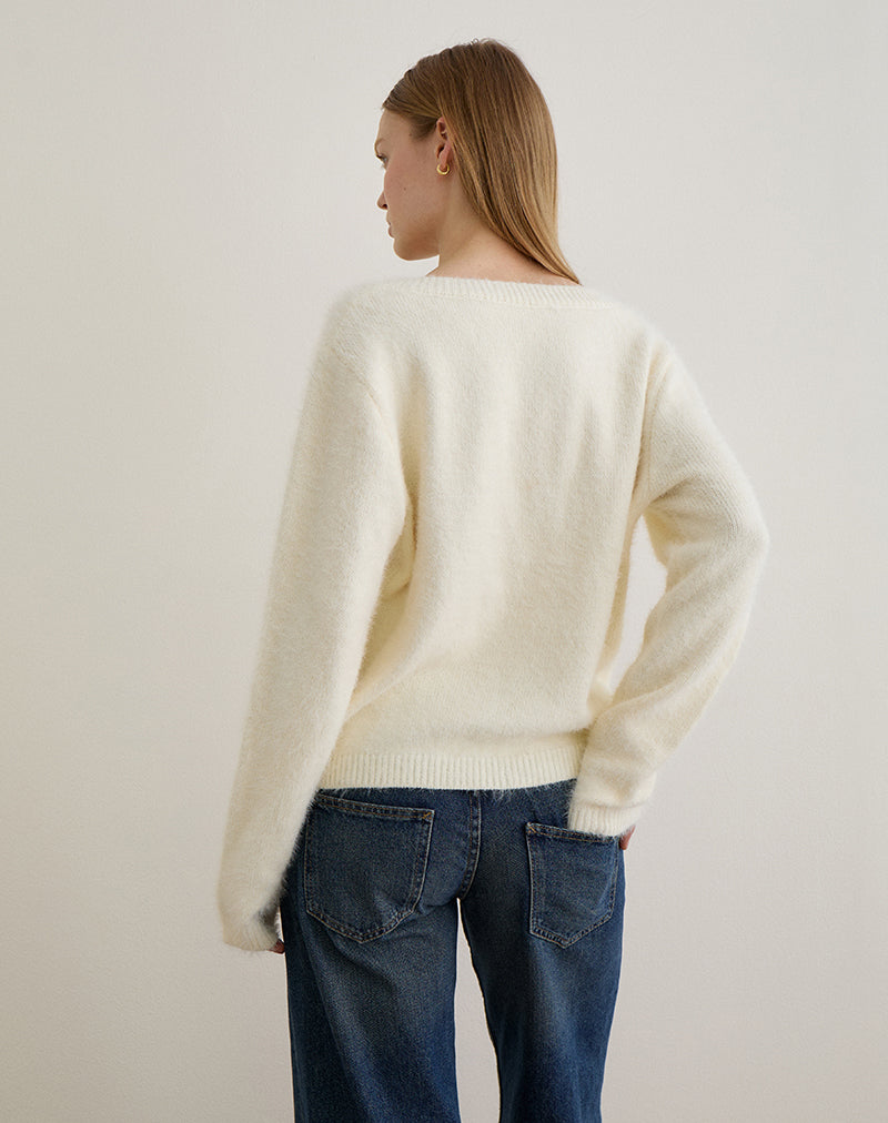 Afbeelding van Dikara Trui met Sjaal in Gebreid Off White