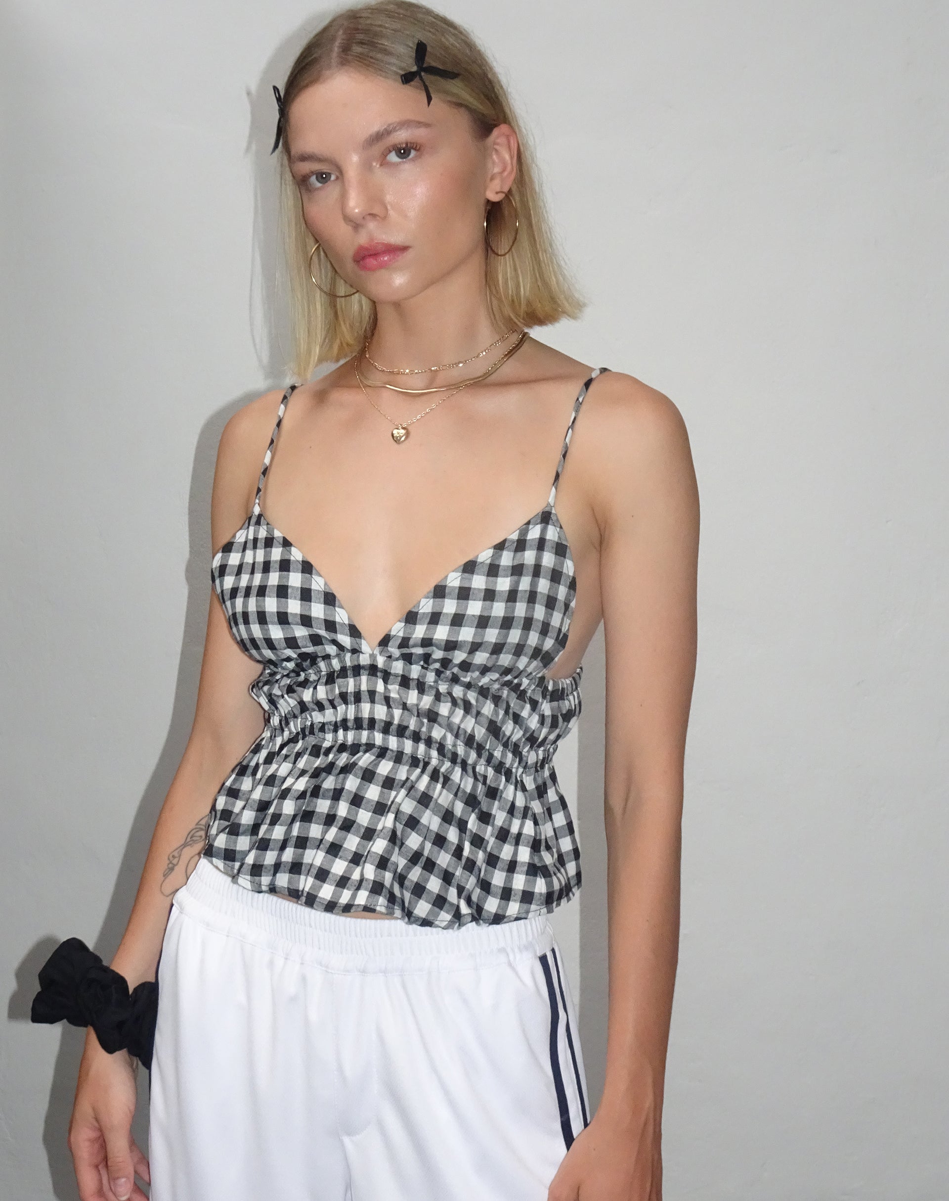 Afbeelding van Dilara Cami Top in Zwart-wit Gingham