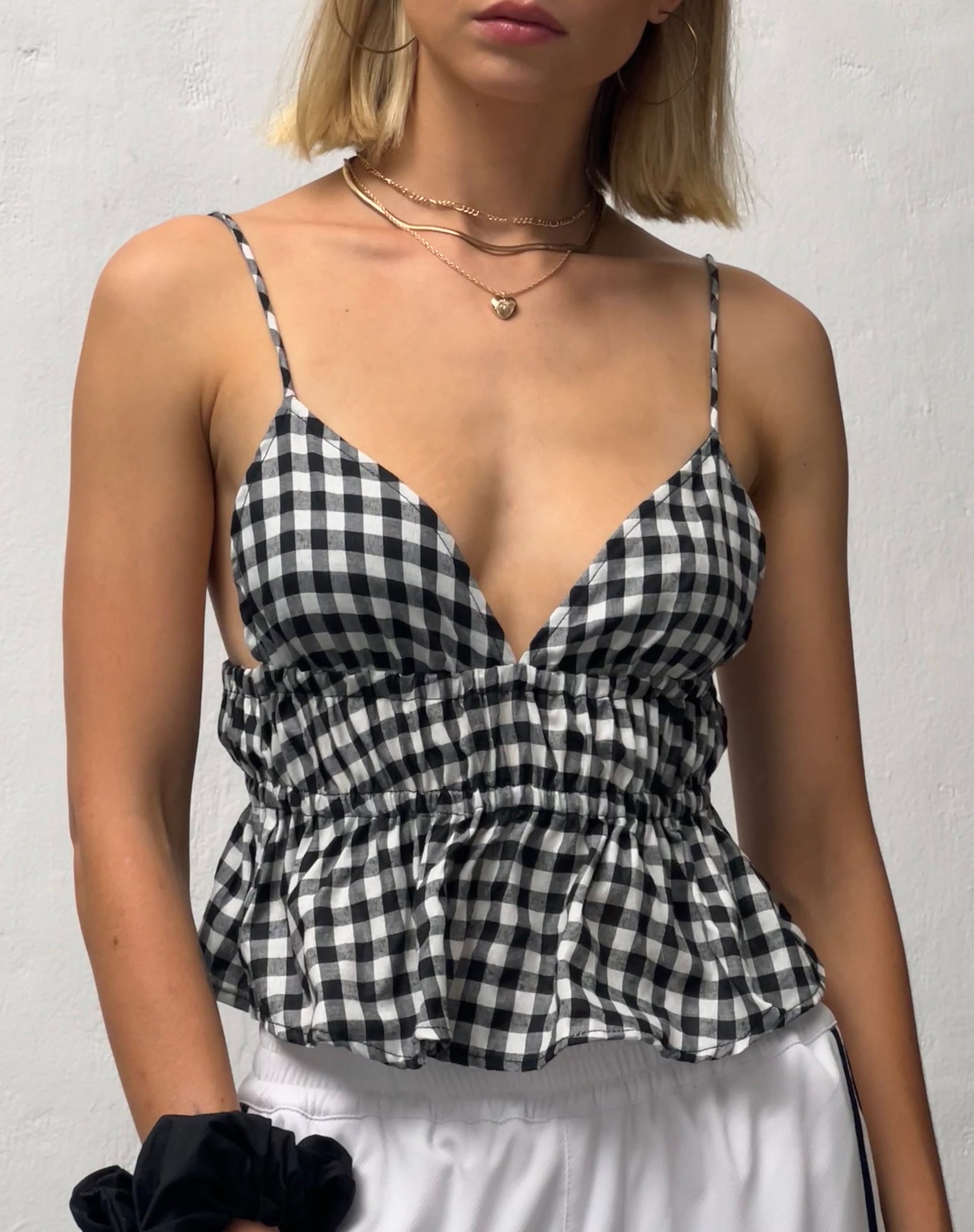 Afbeelding van Dilara Cami Top in Zwart-wit Gingham