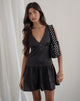 Afbeelding van Distia Plunge Puff Mini Dress in Zwart