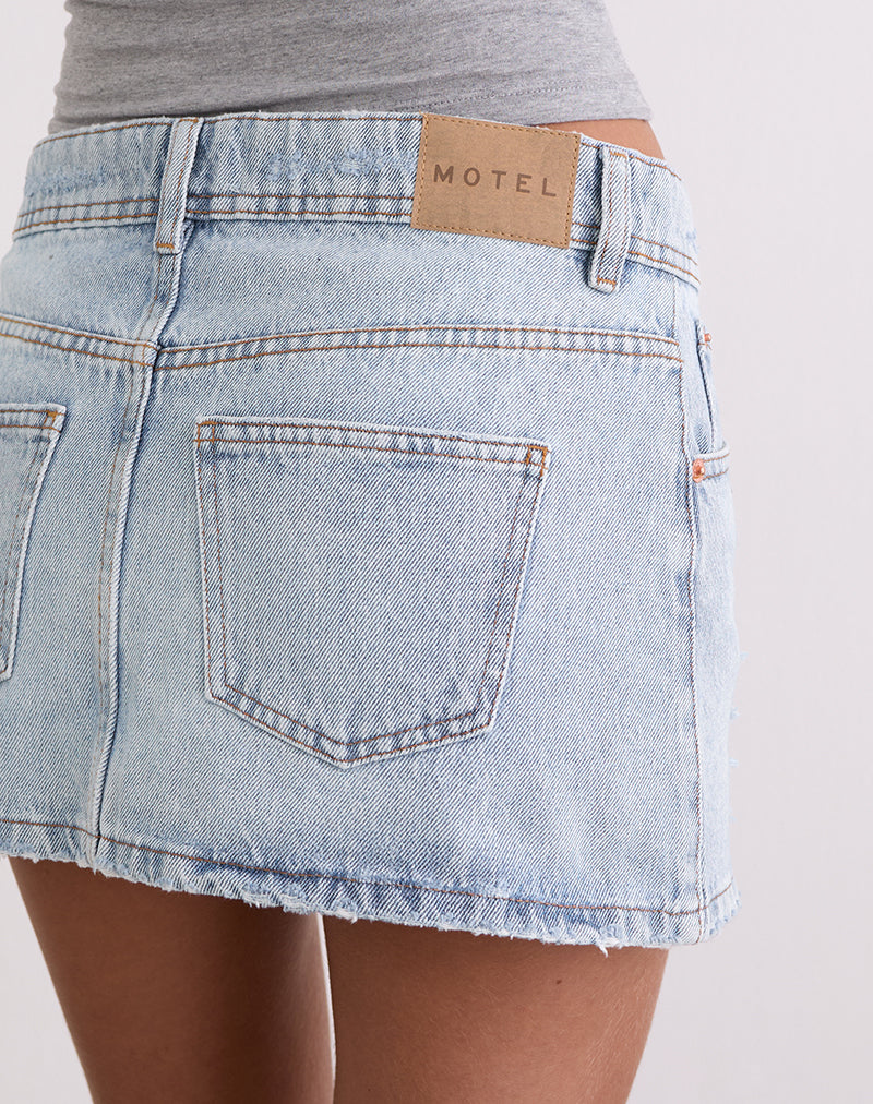 Afbeelding van Distressed minirok in blauw Bleach