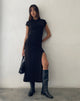 Afbeelding van Dixie Maxi Dress met kap in Slinky Zwart