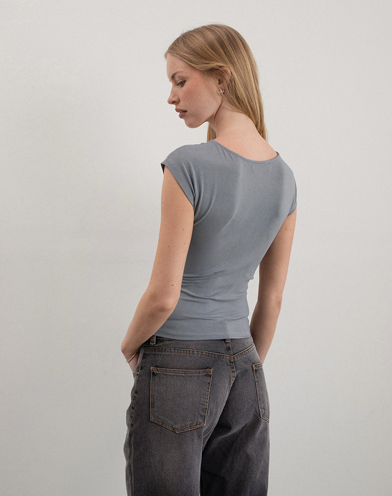 Afbeelding van Dolores Wrap Top in Rayon Jersey Grijs