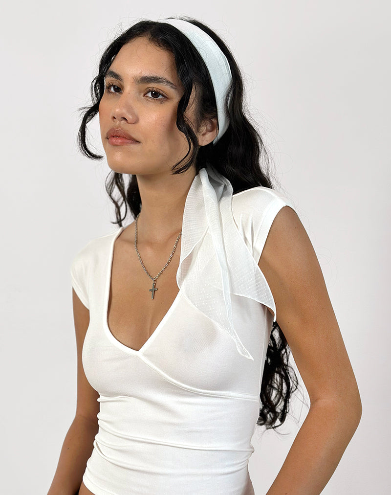 Afbeelding van Haarband in gestructureerd chiffon wit
