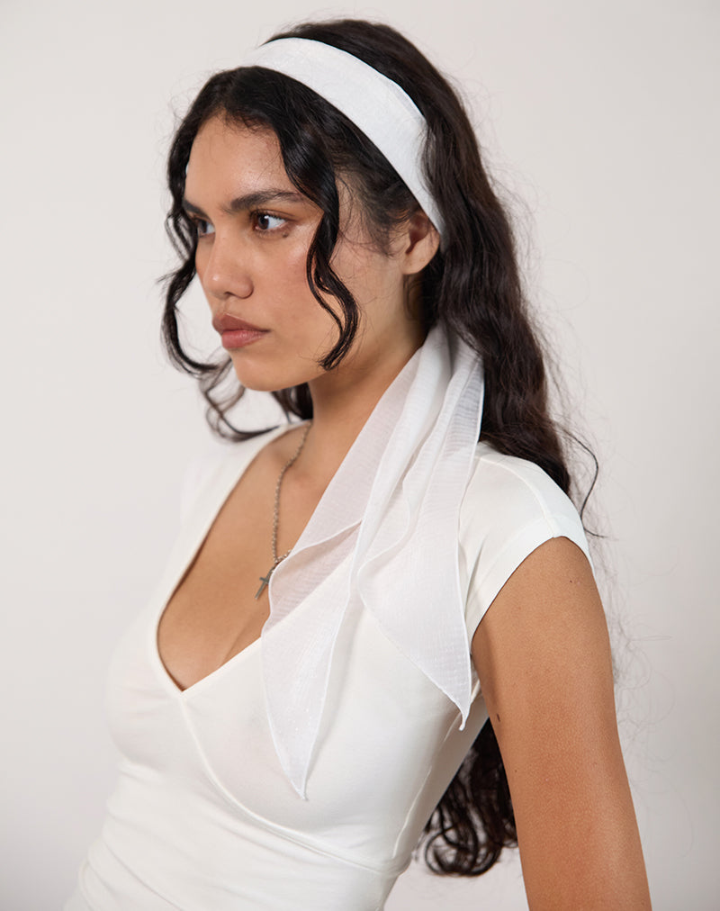 Haarband in gestructureerd chiffon wit