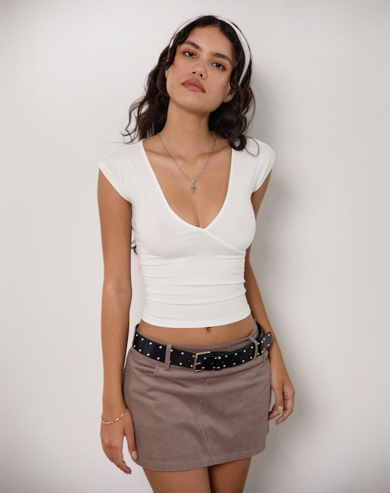 Dolores Wrap Top in Rayon Jersey Ivoor