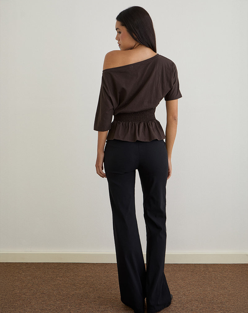 Afbeelding van Domani Off the Shoulder Top in Chocolade