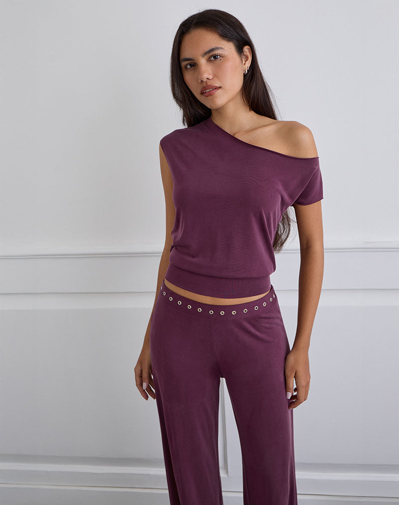 Afbeelding van Elysian Asymmetrische Top in Cupro Plum