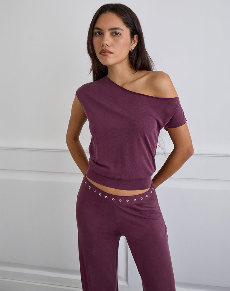 Afbeelding van Elysian Asymmetrische Top in Cupro Plum