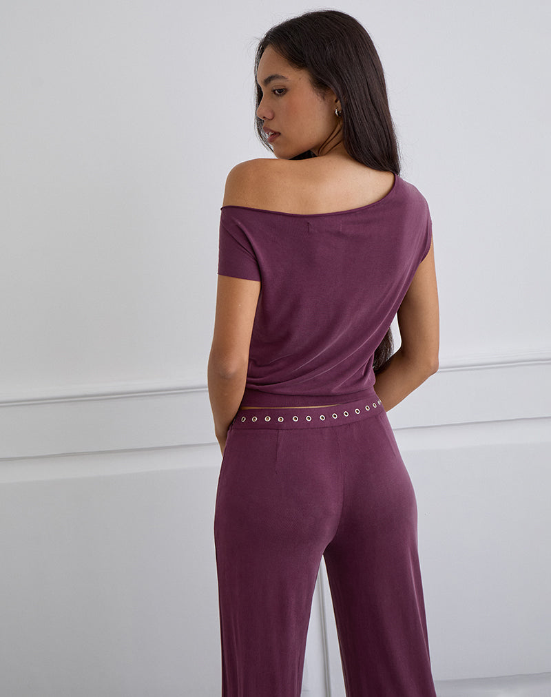 Afbeelding van Elysian Asymmetrische Top in Cupro Plum