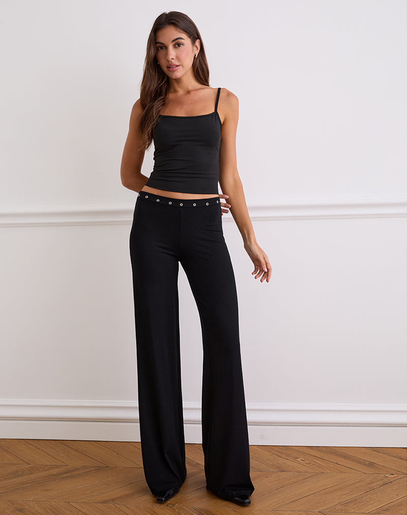 Afbeelding van Dorala Low Rise Broek met Oogjes in Zwart