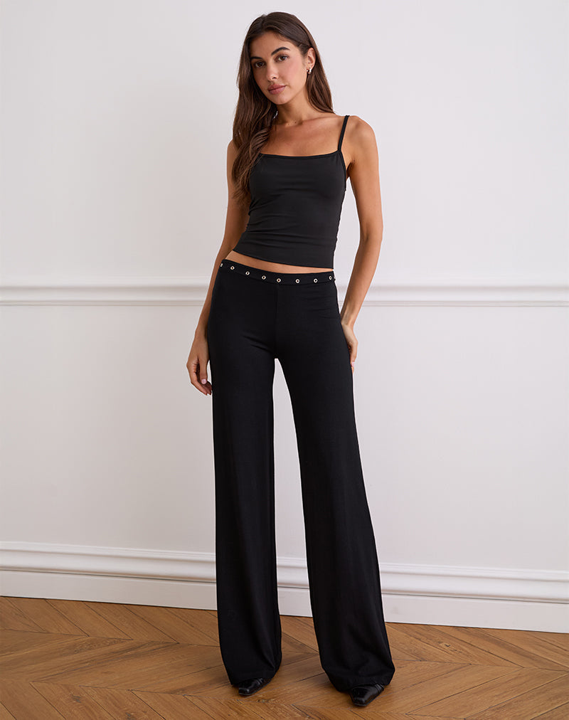 Afbeelding van Dorala Low Rise Broek met Oogjes in Zwart