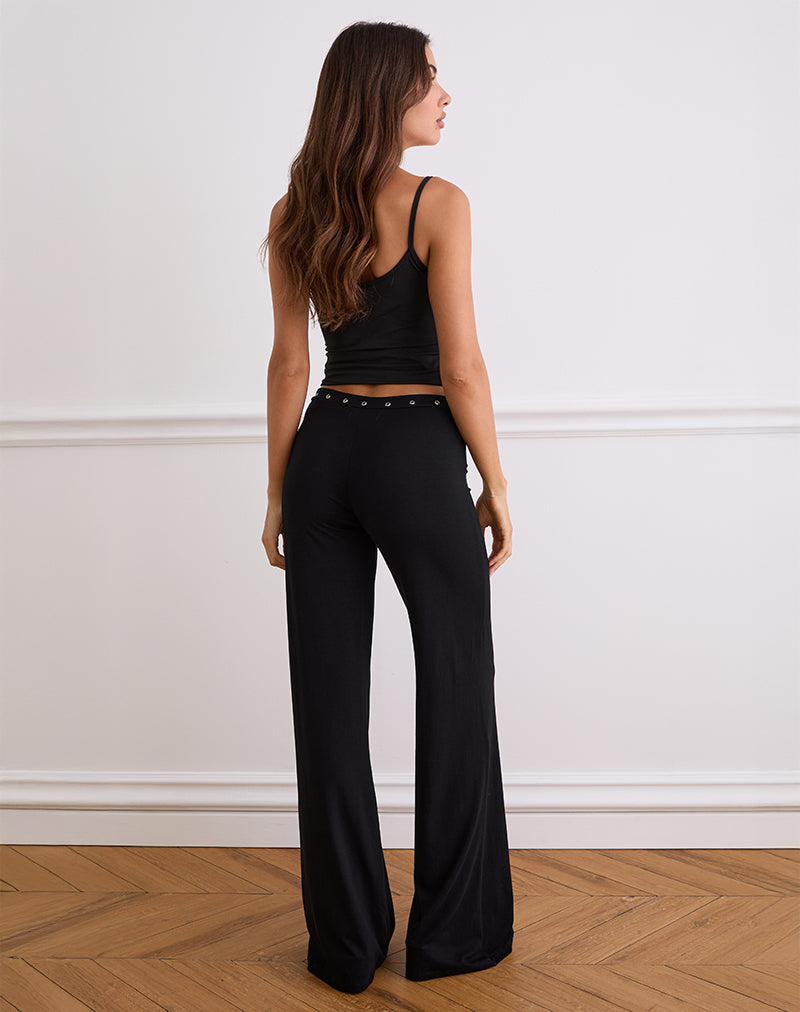 Afbeelding van Dorala Low Rise Broek met Oogjes in Zwart