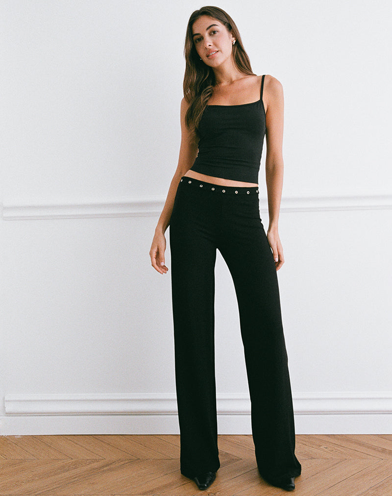 Afbeelding van Dorala Low Rise Broek met Oogjes in Zwart