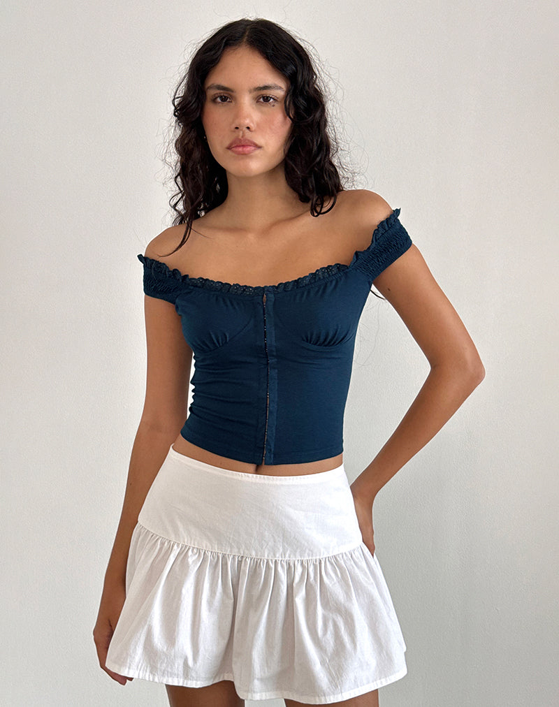 Afbeelding van Dovica Korset Top met kanten randje in marineblauw