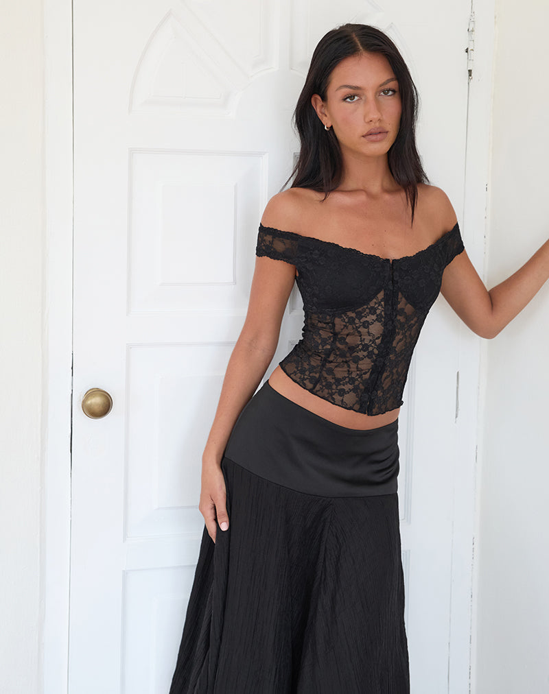 Afbeelding van Dovica Corset Top in Zwart Canina Rose Kant