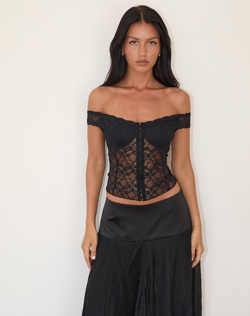Dovica Corset Top in zwart Canina Rose Kant