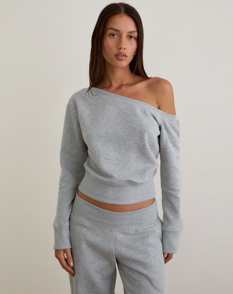 Afbeelding van Doxia One Shoulder Sweatshirt in Grijs Marl