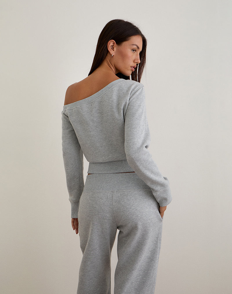 Afbeelding van Doxia One Shoulder Sweatshirt in Grijs Marl