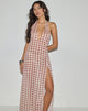 Afbeelding van Driti Maxi Dress in Chiffon Vage Ruit Perzik