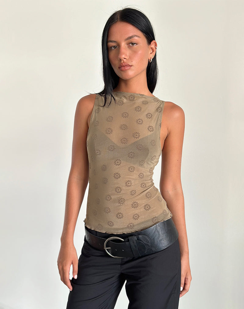 Dudley Vest Top in Daisy Flock Lichtbruin