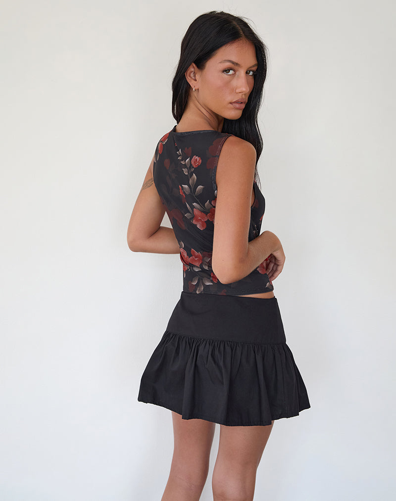 Afbeelding van Dudley Vest Top in Watercolour Rose Zwart