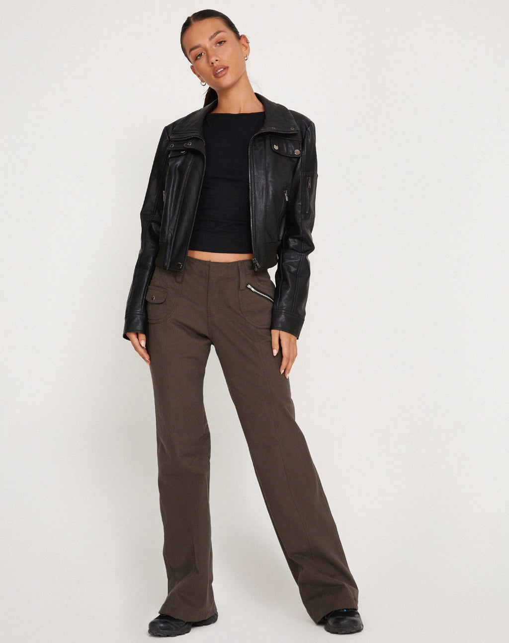 Kauna broek met lage taille in donkergrijs