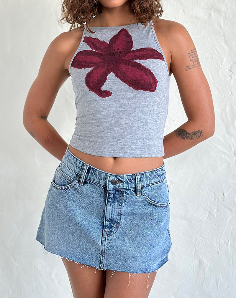 Afbeelding van Raw Hem Denim Minirok in Vintage Blue Wash