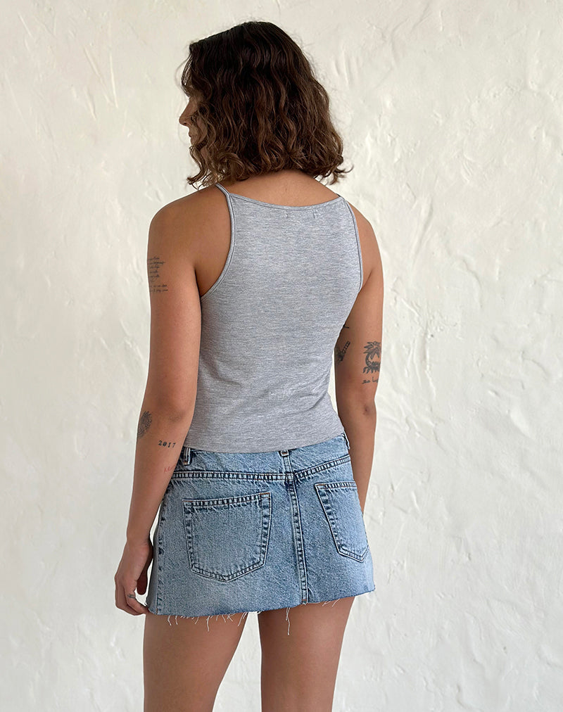 Afbeelding van Dudley Vest Top in Grijs Marl Painted Flower
