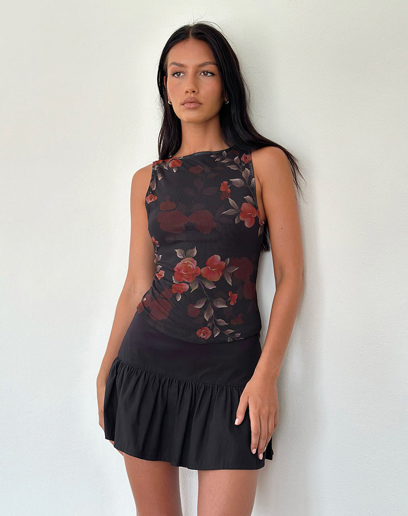Afbeelding van Dudley Vest Top in Watercolour Rose Zwart