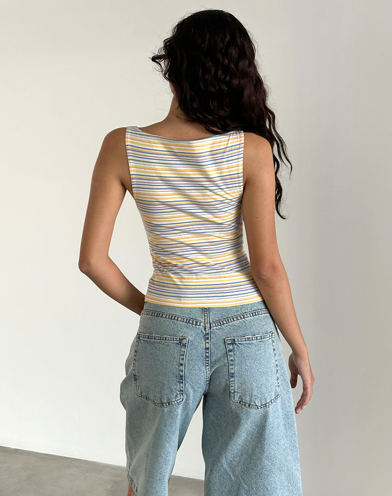 Afbeelding van Dudley Vest in Blauw, Wit en Gele Streep