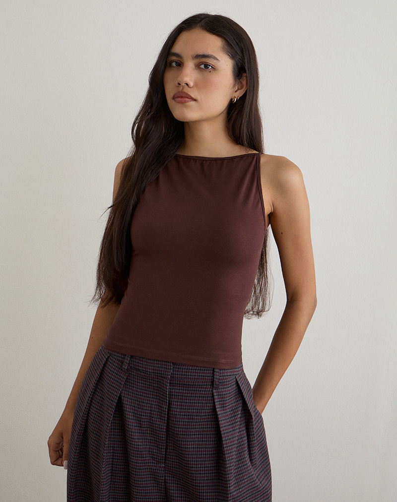 Afbeelding van Dudley Vest Top in Jersey Bittere Chocolade